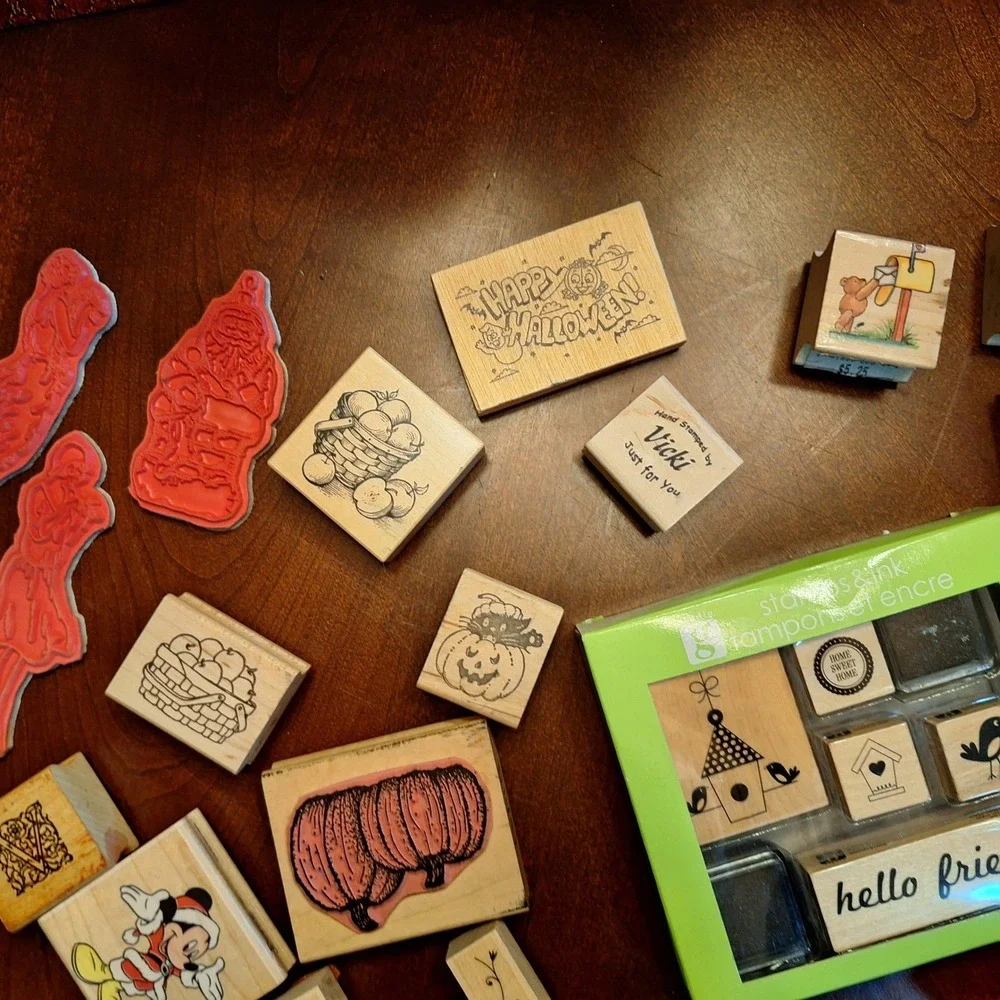 Huge Rubber Stamp Lot Wood Mounted Holiday Nature Studio G Hampton Art Hero Arts